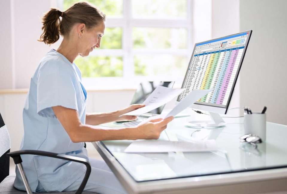 Medical professional managing procedures and ordering system