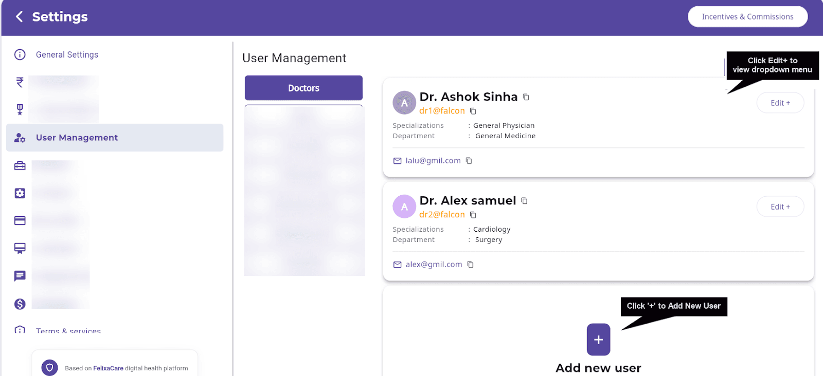 User Management in Clinic Software, Create and Manage Users with Felixa Touch