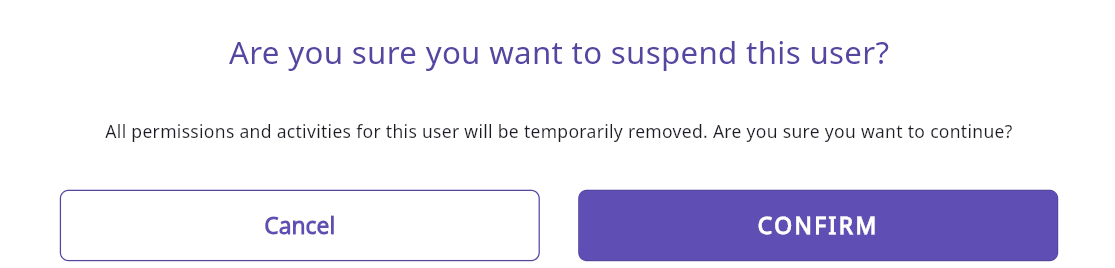 Suspend User confirmation screen in Felixa Touch